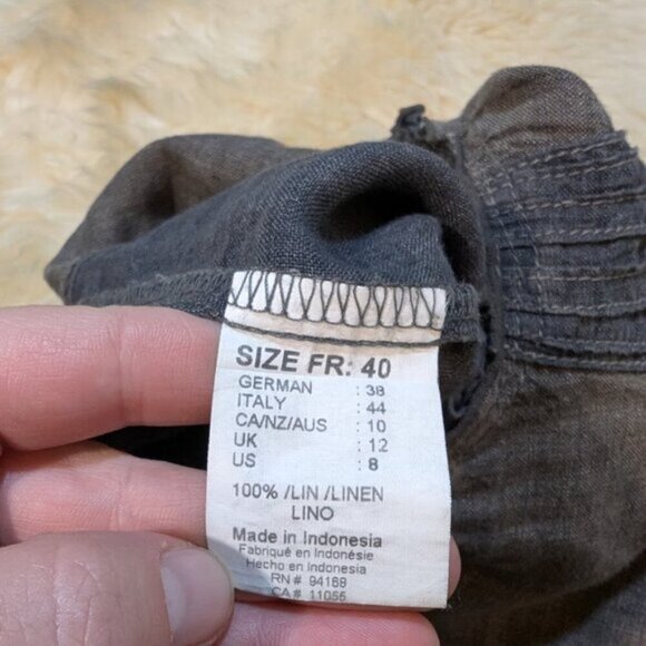 Animale Jacques Ruc 8-US Gray Linen Sleeveless Ruffle Dress - Picture 7 of 8